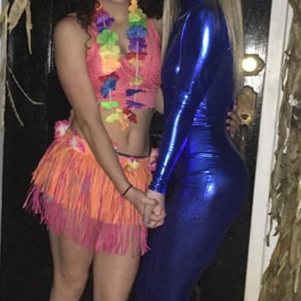 Blue body suit
